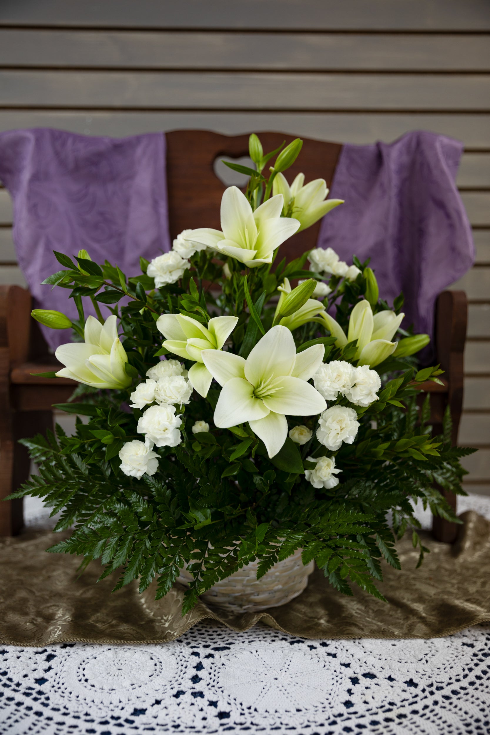 bouquet white lily flower White lilies and carnations – The Mimosa Tree Florist & Gift Shoppe